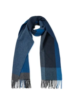 Kaschmir Schal kariert (GOTS) navy und grau