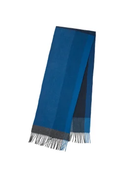 Kaschmir Schal kariert (GOTS) navy und grau