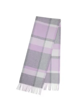 Kaschmir Schal kariert (GOTS) violett/weiss/grau