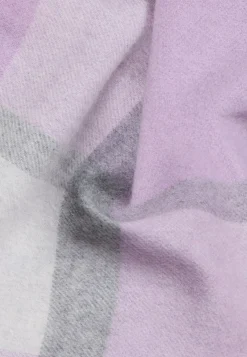 Kaschmir Schal kariert (GOTS) violett/weiss/grau