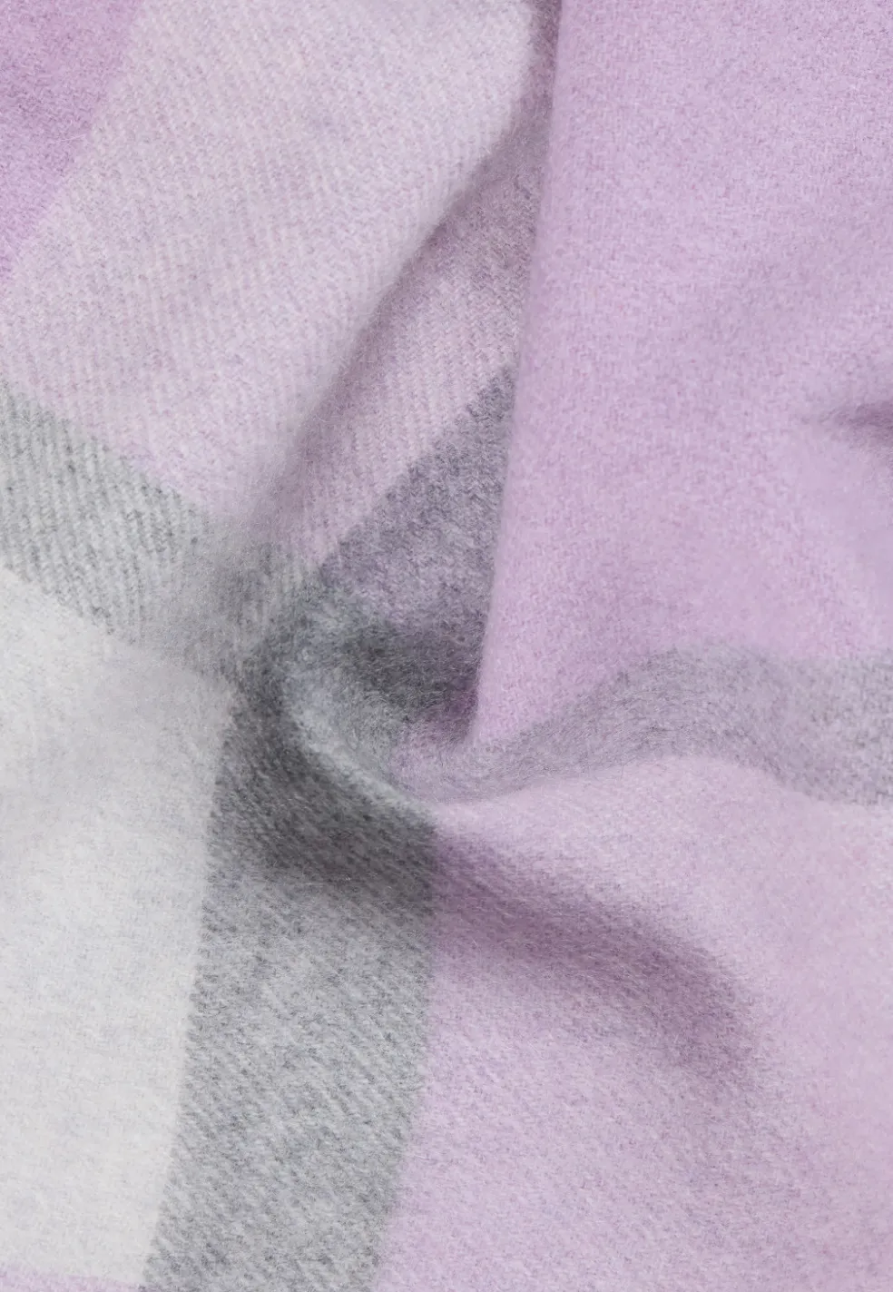 Kaschmir Schal kariert (GOTS) violett/weiss/grau