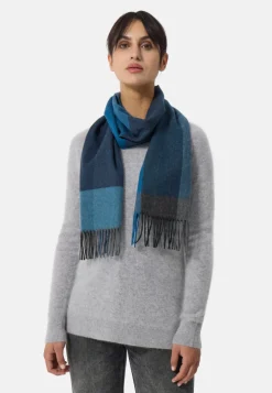 Kaschmir Schal kariert (GOTS) navy und grau