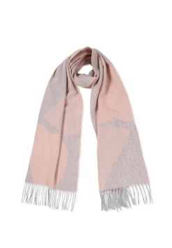 Kaschmir Schal mit Herzmuster (GOTS) hellgrau/pink/orange