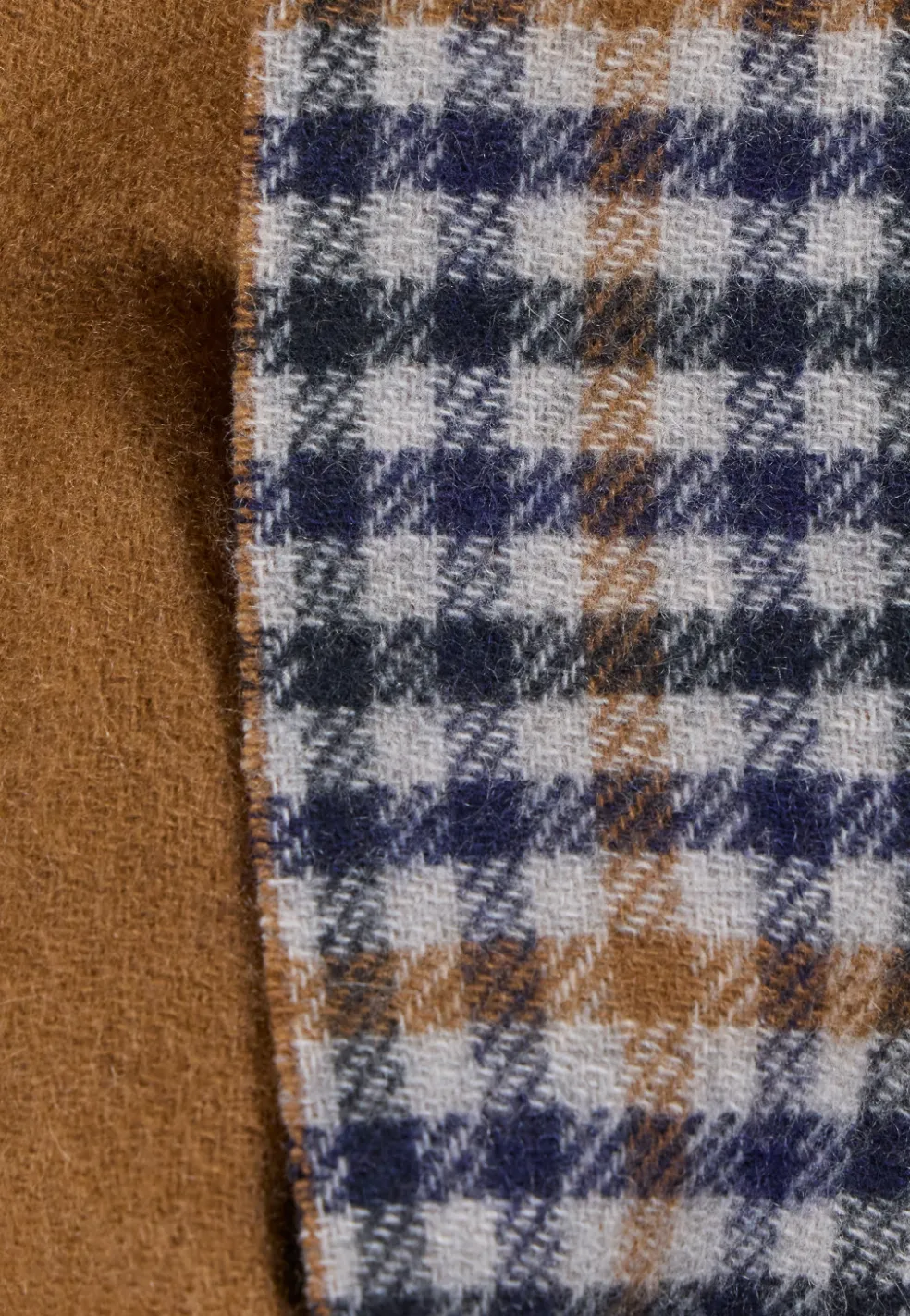 Kaschmir Schal mit Karomuster (GOTS) camel/grau/navy