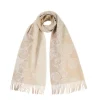 Kaschmir Schal mit Rosenmuster (GOTS) beige und weiss