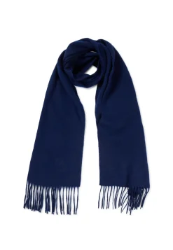 Kaschmir Schal uni mit Logo navy blau