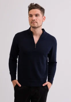 Kaschmir Stehkragen Pullover marine blau