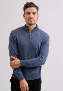 Kaschmir Stehkragen Pullover jeans blau
