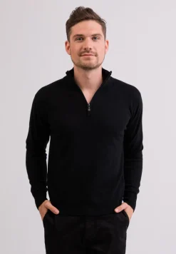 Kaschmir Stehkragen Pullover schwarz