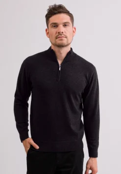 Kaschmir Stehkragen Pullover dunkel anthrazit