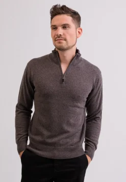 Kaschmir Stehkragen Pullover taupe melange