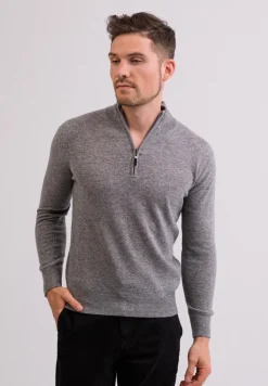Kaschmir Stehkragen Pullover grau
