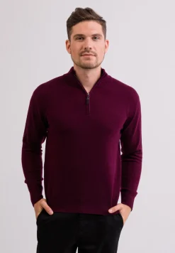 Kaschmir Stehkragen Pullover cranberry rot