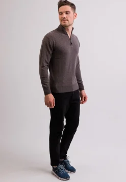 Kaschmir Stehkragen Pullover taupe melange