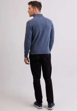 Kaschmir Stehkragen Pullover jeans blau