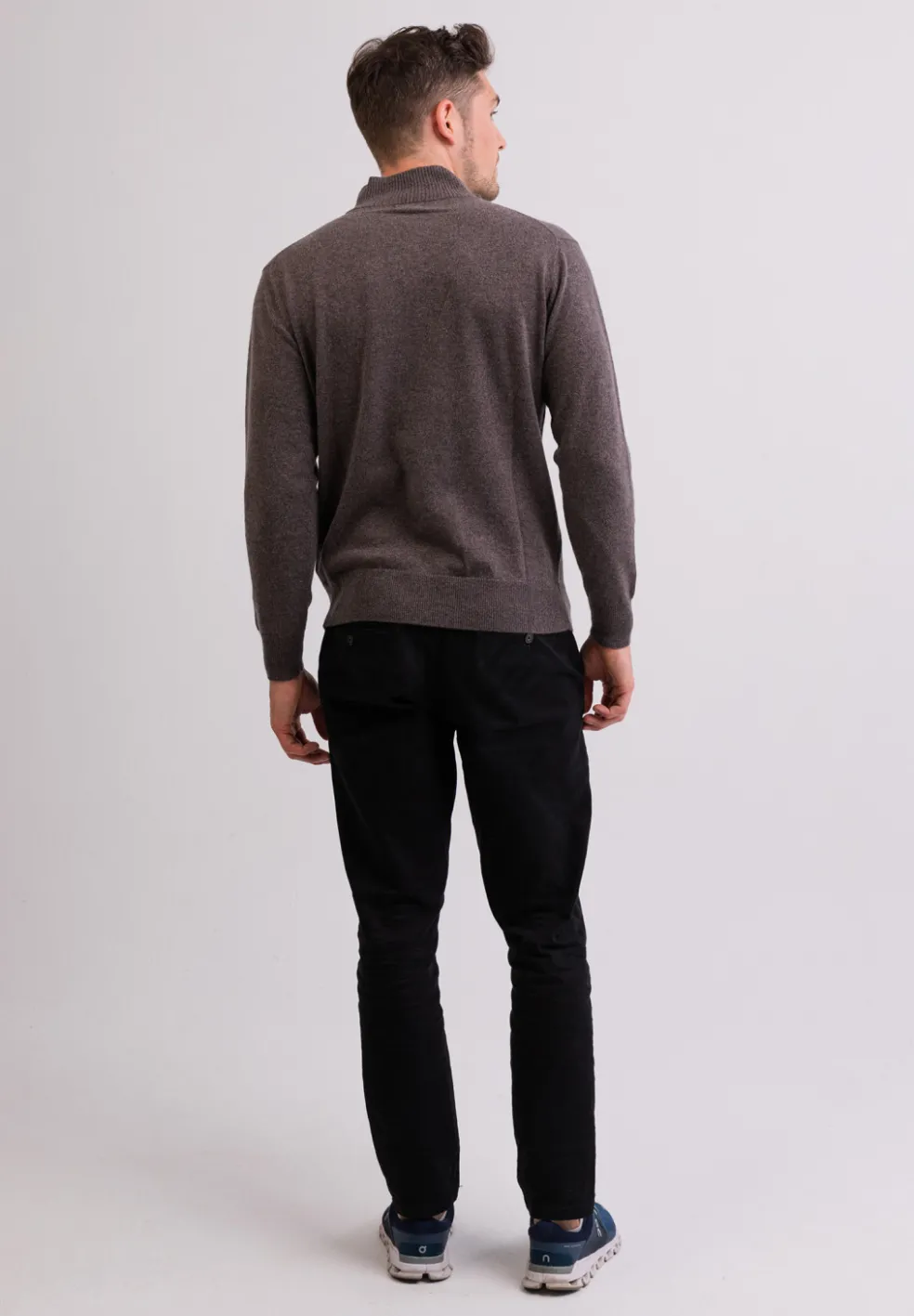Kaschmir Stehkragen Pullover taupe melange