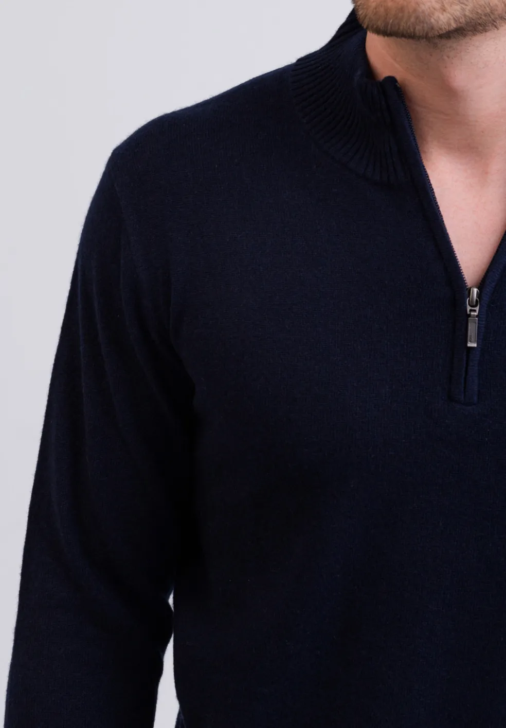 Kaschmir Stehkragen Pullover marine blau
