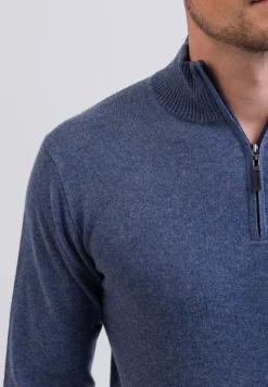 Kaschmir Stehkragen Pullover jeans blau