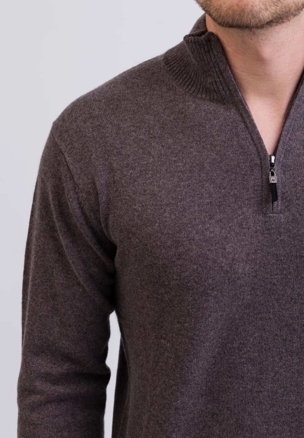 Kaschmir Stehkragen Pullover taupe melange
