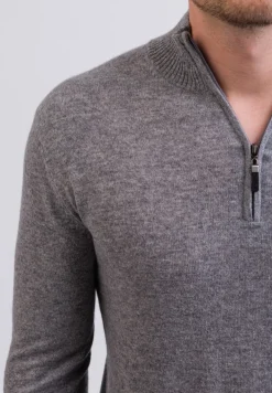 Kaschmir Stehkragen Pullover grau