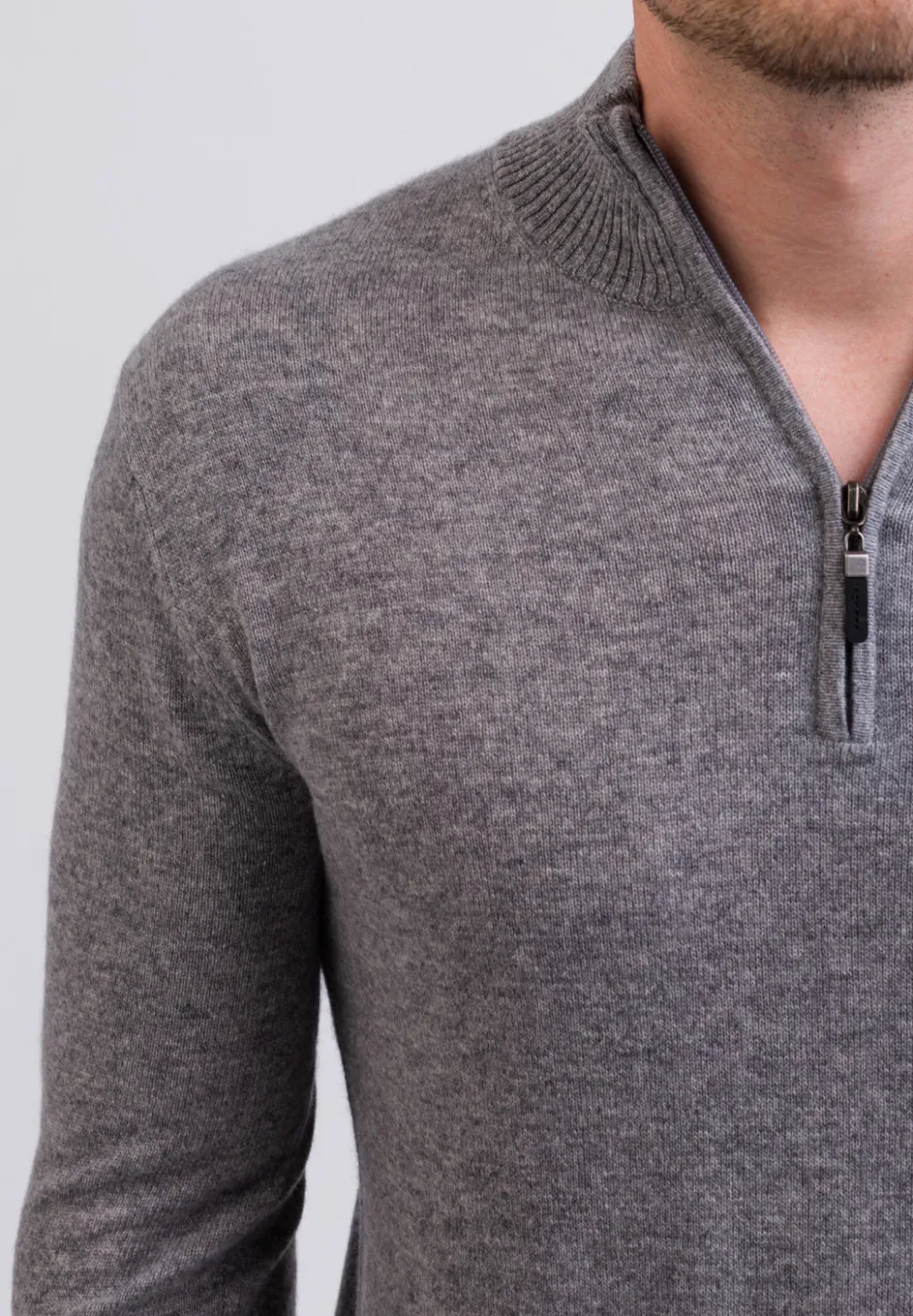 Kaschmir Stehkragen Pullover grau