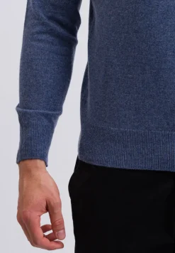 Kaschmir Stehkragen Pullover jeans blau