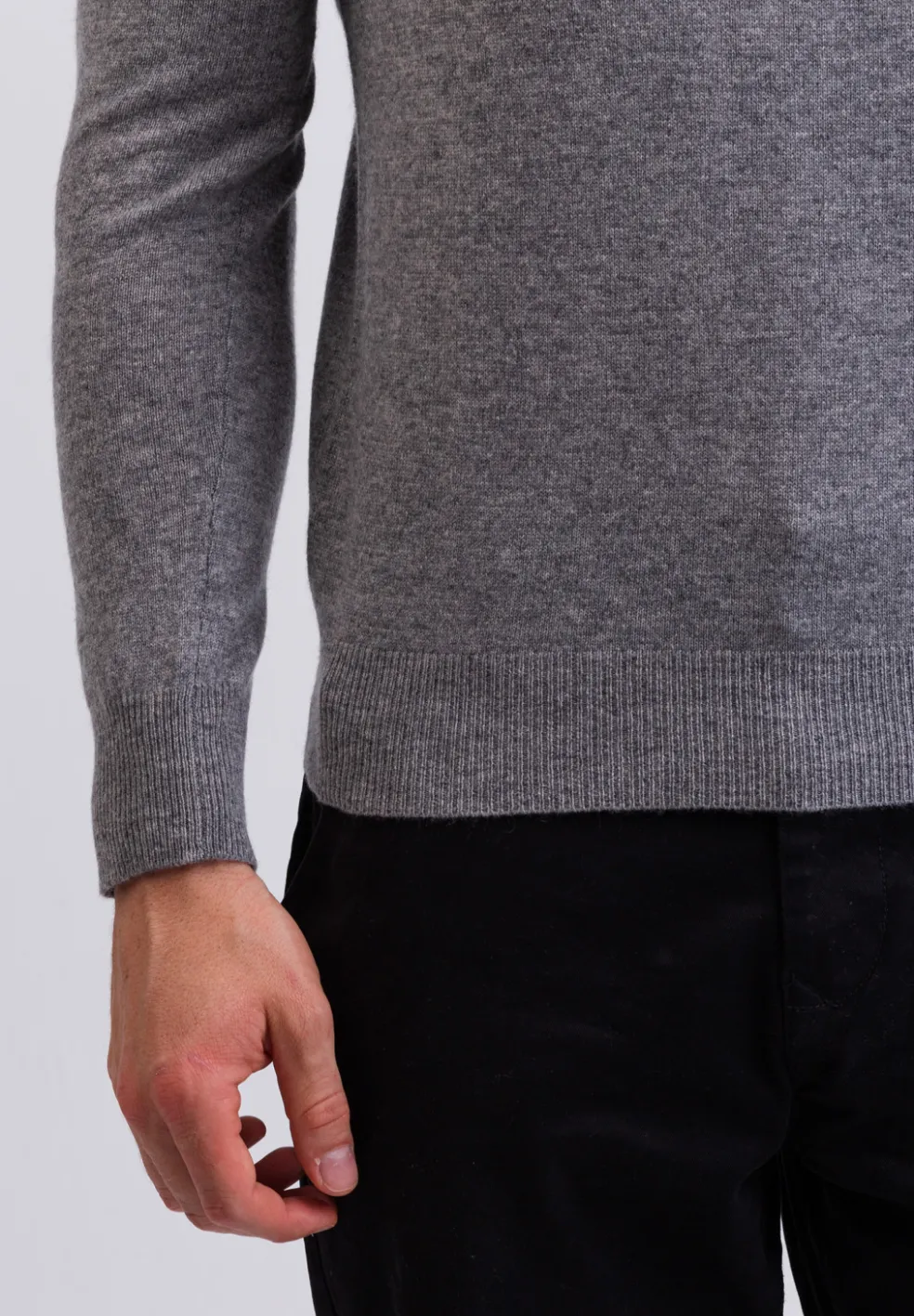 Kaschmir Stehkragen Pullover grau