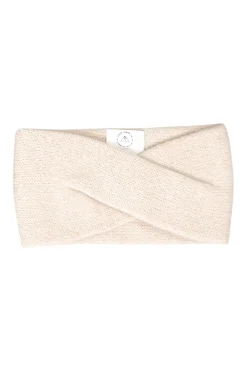 Kaschmir Stirnband gekreuzt beige mit lurex