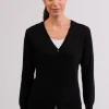 Kaschmir Strickjacke Cardigan V-Ausschnitt schwarz