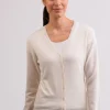 Kaschmir Strickjacke Cardigan V-Ausschnitt weiss