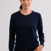 Kaschmir Strickjacke Cardigan Rundhals marine blau