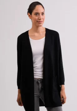 Kaschmir Strickjacke Cardigan Lang schwarz