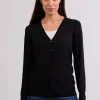 Kaschmir Strickjacke Cardigan V-Ausschnitt schwarz (Frühling)