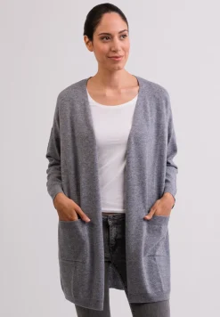 Kaschmir Strickjacke Cardigan Lang grau