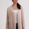 Kaschmir Strickjacke Cardigan Lang weizen