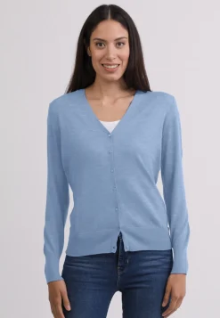 Kaschmir Strickjacke Cardigan V-Ausschnitt hellblau (Frühling)