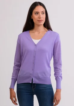 Kaschmir Strickjacke Cardigan V-Ausschnitt viola (Frühling)