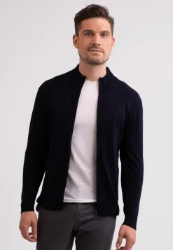 Kaschmir Strickjacke Cardigan marine blau