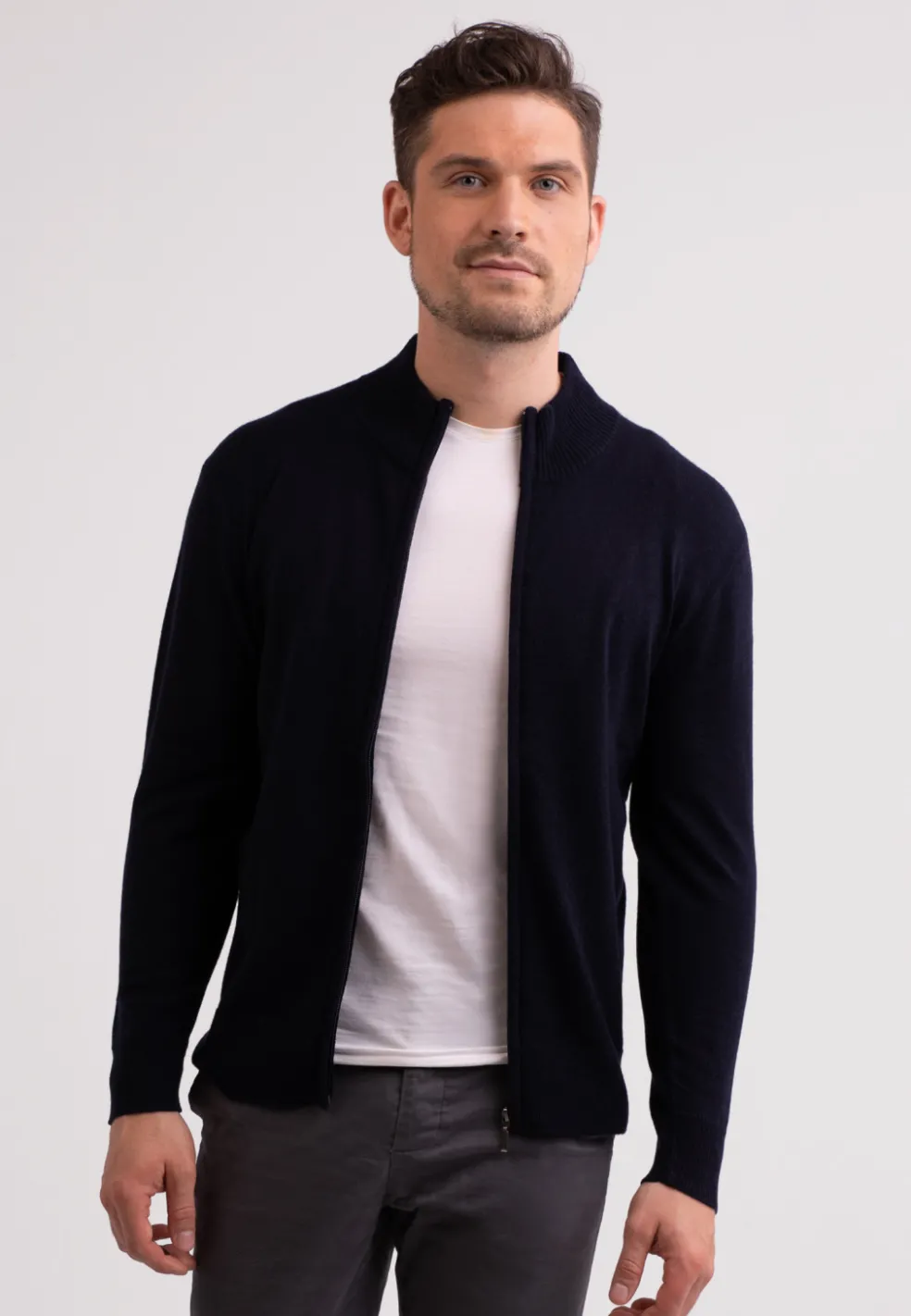 Kaschmir Strickjacke Cardigan marine blau