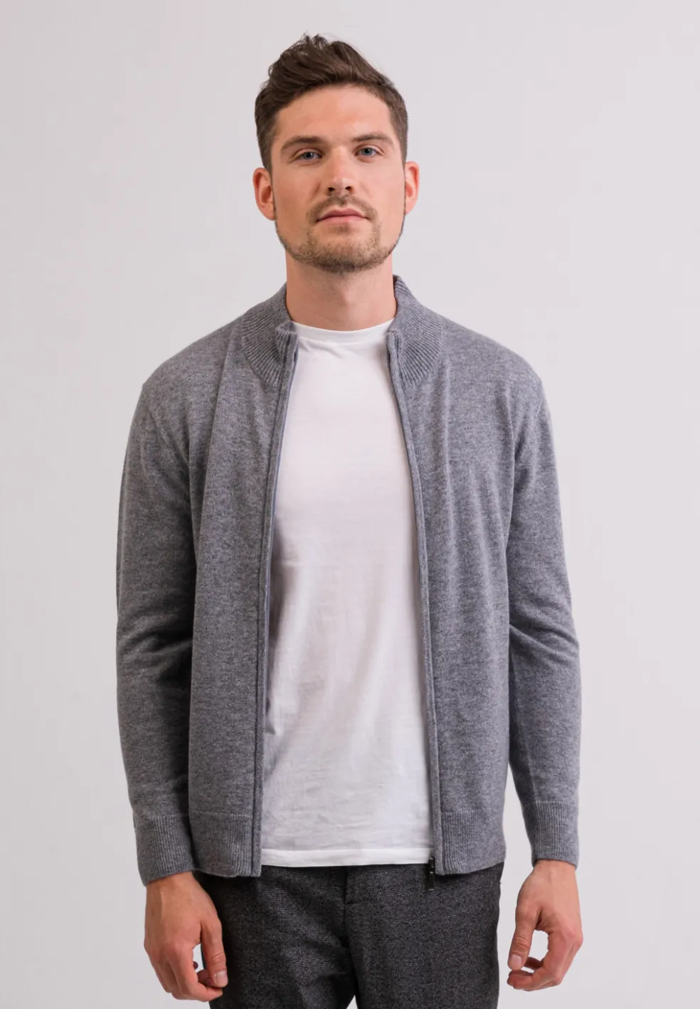 Kaschmir Strickjacke Cardigan grau