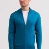 Kaschmir Strickjacke Cardigan mykonos blau (Frühling)