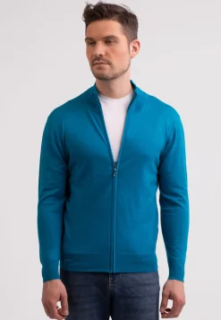 Kaschmir Strickjacke Cardigan mykonos blau (Frühling)