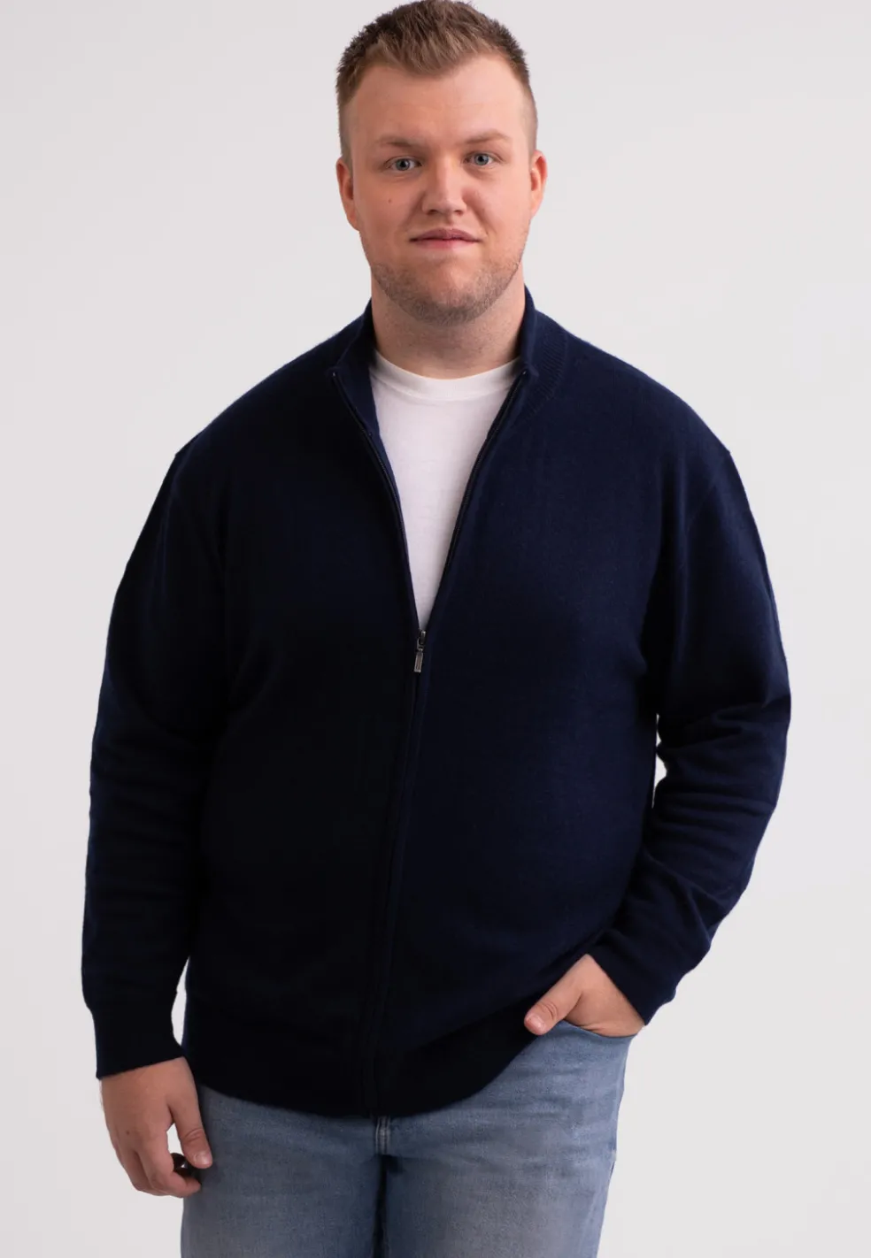 Kaschmir Strickjacke Cardigan marine blau