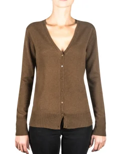 Kaschmir Strickjacke Cardigan V-Ausschnitt mocha