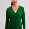 Kaschmir Strickjacke Cardigan V-Ausschnitt grün