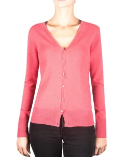 Kaschmir Strickjacke Cardigan V-Ausschnitt virtual pink