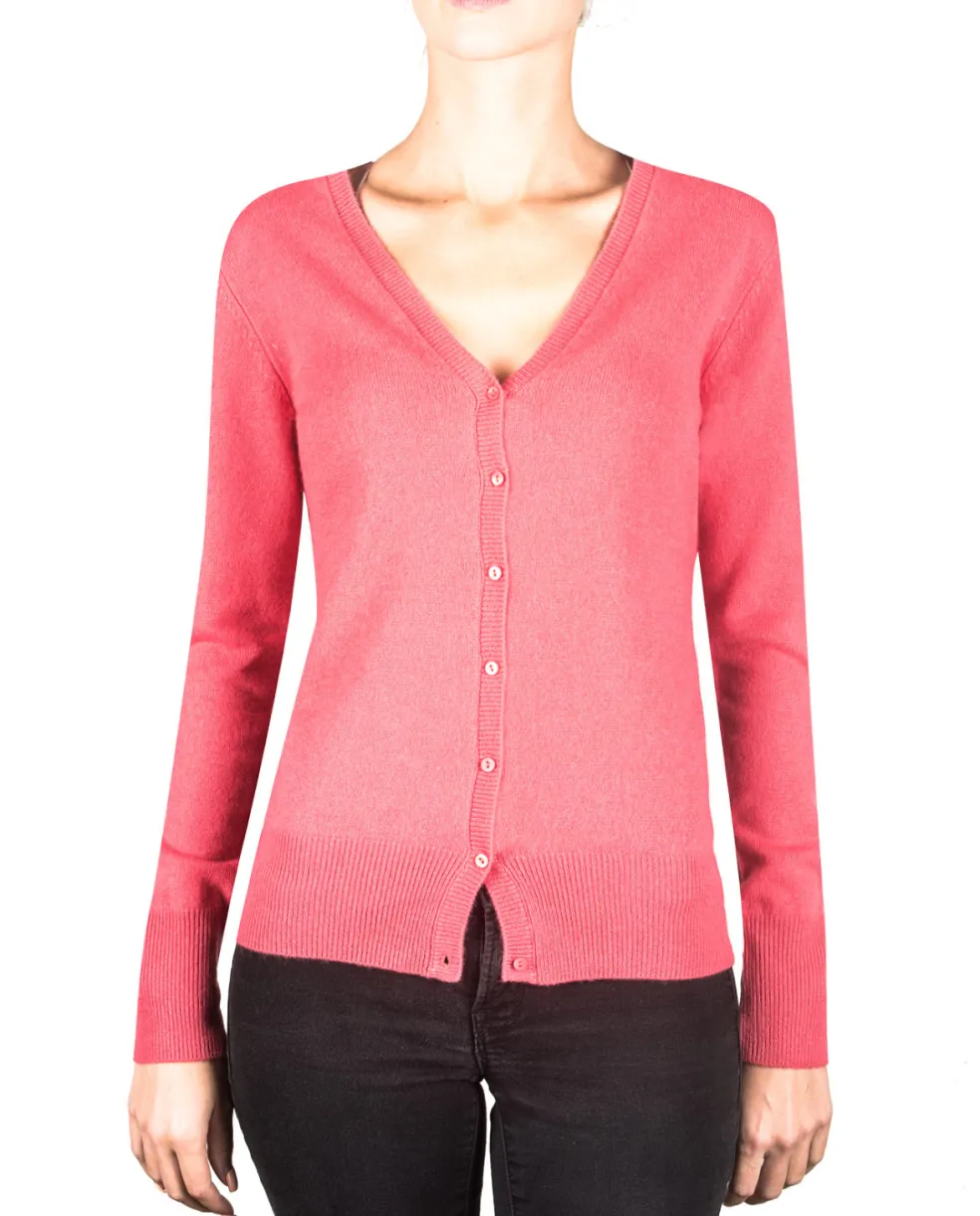 Kaschmir Strickjacke Cardigan V-Ausschnitt virtual pink