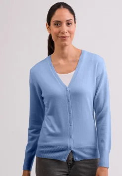 Kaschmir Strickjacke Cardigan V-Ausschnitt hellblau