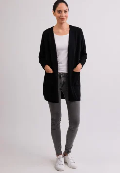 Kaschmir Strickjacke Cardigan Lang schwarz