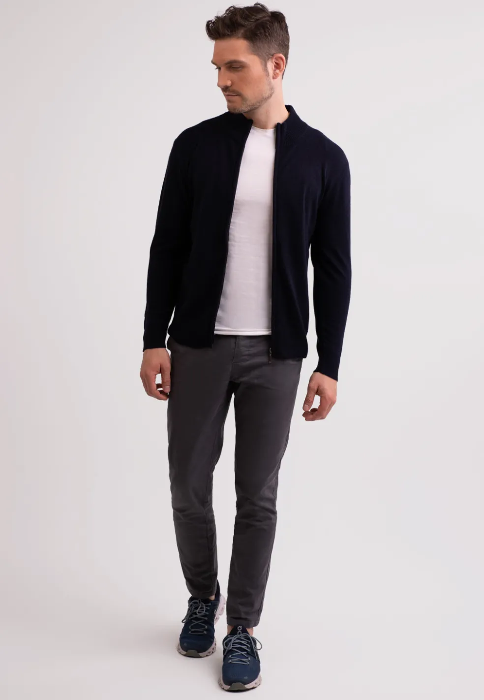 Kaschmir Strickjacke Cardigan marine blau
